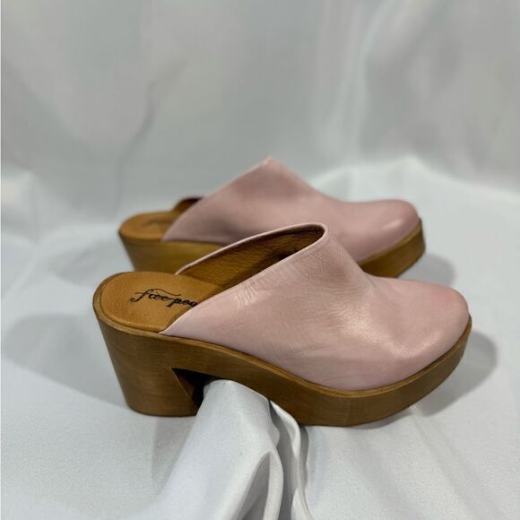 FREE PEOPLE SUKI PLATFORM CLOGS IN BURNISHED ROSE LEATHER SIZE 41 NEW - Picture 7 of 7